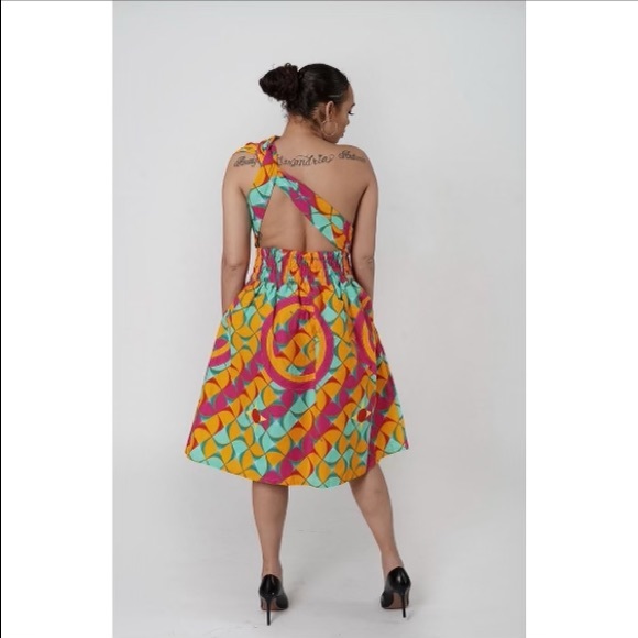 African Print Ankara Handmade Infinity Midi Dress - Picture 5 of 5